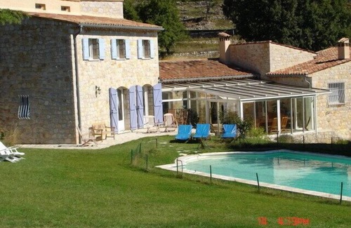 Bezaudun-les-Alpes Villa | Elegant Stone Farmhouse with Heatable Pool & Tennis Court