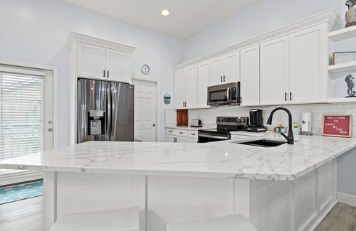 Holiday Beach House | Colorful Cottages! Luxuriously Updated, Pool, Just STEPS to the Beach!