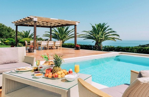 Skiathos Villa | Chic Retreat with Private Pool and Oceanfront Views