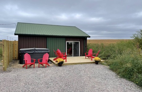 Swift County Cabin | Serene Country Cabin Retreat with Hot Tub and Pet-Friendly Perks