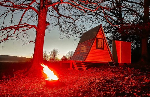 Washington County Cabin | Charming A-Frame on a Farm with Mountain Views