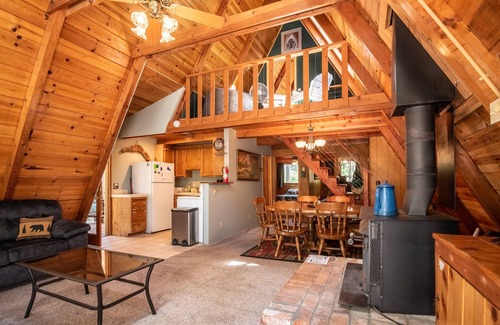 Altaville Cabin | Charming A-Frame Retreat with Lake Access and Pool