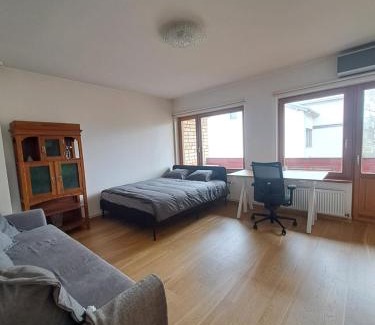Jurmala Apartment | Cozy apartment - 100m beach, AC, workstation, balcony, backyard, self check-in, yoga mat