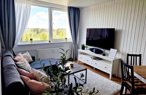 Anyksciai Apartment | Inviting Apartment with Panoramic Views and Family-Friendly Amenities