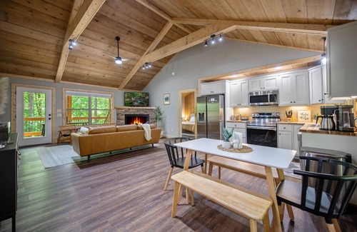Ellijay Cabin | Stylish Boho Cabin with Hot Tub & Resort Amenities Access