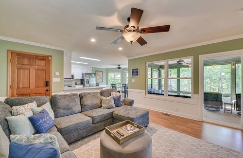 Modoc Shores House | Relaxing Lakefront Retreat with Boat Dock and Ocean Views