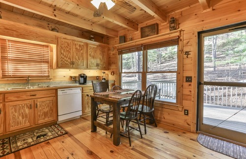 Ellijay Cabin | Deer River Retreat: Riverfront Escape with Hot Tub & Pets Welcome