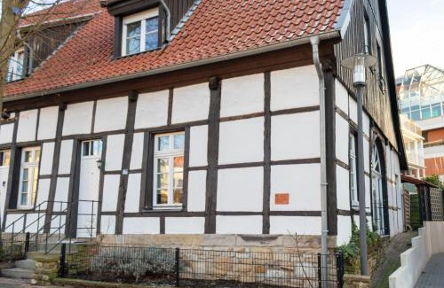Ibbenbueren Apartment | Historic Half-Timbered House with Garage in City Center