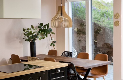 Mosfellsbaer Villa | Elegant Designers Villa by Alafoss Waterfall with Spa