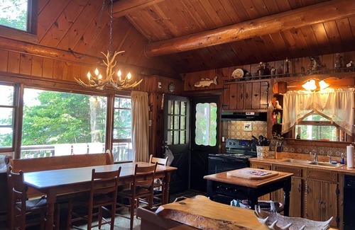Conway Cabin | Waterfront Log Cabin with Mountain Views and Pet-Friendly Amenities