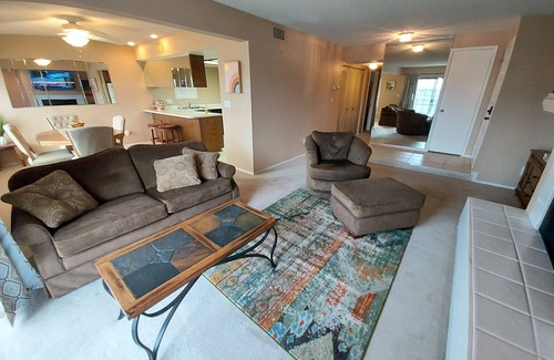 Bullhead City Condo | Serene River Views with Private Dock in Gated Community