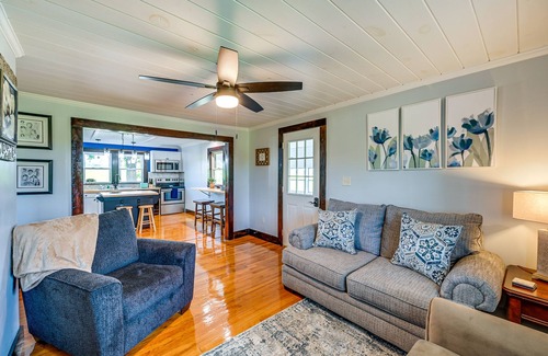 Elkin House | Discover Dobson Farmhouse: Scenic Porch & Spa Amenities!