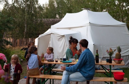 Rendswuhren RV Rental | Cozy Domo Glamping Tent for 2-4 at Scenic Viehbrook Farm