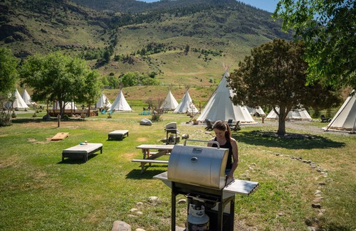 Gardiner RV Rental | Experience Dreamcatcher Tipi Hotel with Pool & Spa Access