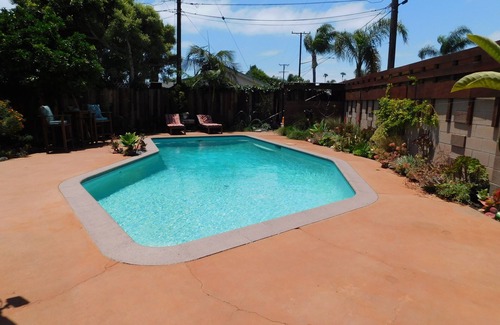 Old Towne House | Eclectic Seal Beach Home with Pool & Backyard Retreat