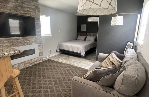 Brazoria Cabin | Cozy Cabin with Stone Fireplace and Oceanfront Views