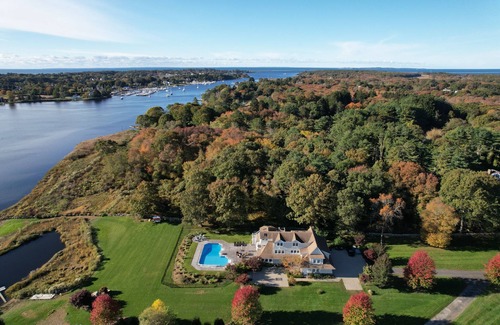 Pawcatuck House | Waterfront Estate with Private Pool & Ocean View near Mystic