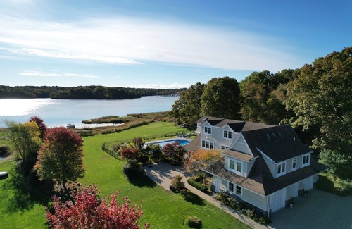 Pawcatuck House | Waterfront Estate with Private Pool & Ocean View near Mystic