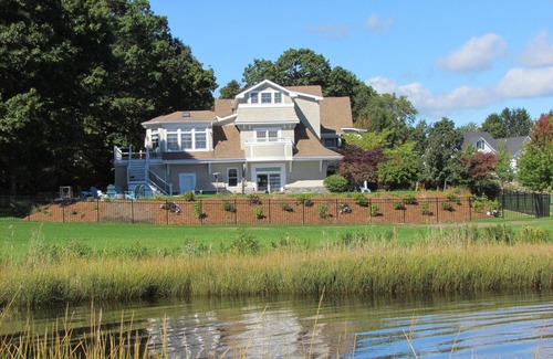 Pawcatuck House | Waterfront Estate with Private Pool & Ocean View near Mystic