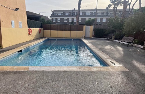 Castelldefels Apartment | Updated Studio with Pool, Just Steps from the Beach