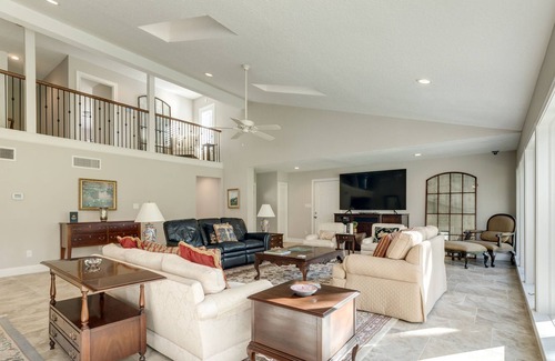 Dickinson House | Expansive home on the water with dock, large deck, shared pool & central AC