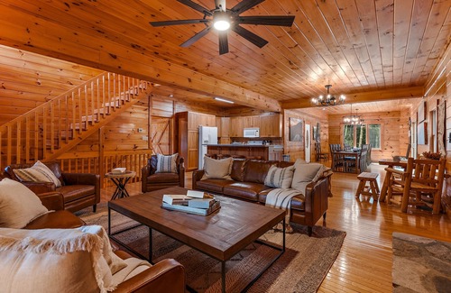 Banner Elk Cabin | Premier Log Home with Private Swimming Hole & Spa Amenities