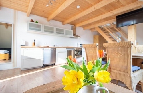 Langholz Apartment | Oceanfront Apartment for 4 Guests in Waabs with Spa
