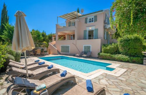 Tselendata Villa | Relaxing Garden House with Pool & Ocean View Near Fiskardo