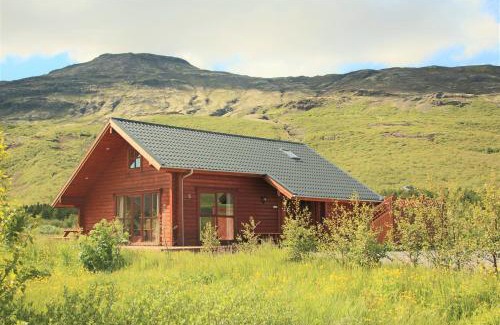 Haukadalur House | Geysir - Modern Log Cabin with Ocean View & Hot Tub