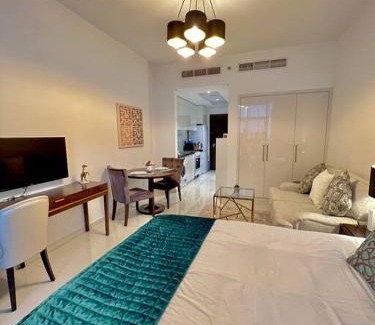 Jumeirah Village Apartment | Oceanfront Ghalia Damac Studio Apartment with Pool & Hot Tub
