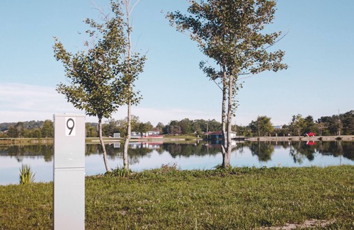 Kipling RV Rental | Nature Retreat at Glamplyfe: Tent Site 3 with Lake Views