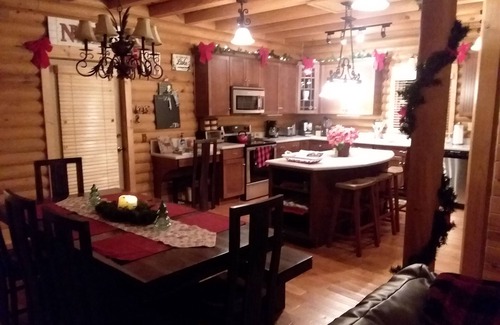 White Oak Cabin | Serene Lakefront Log Home with Private Beach & Boat Dock