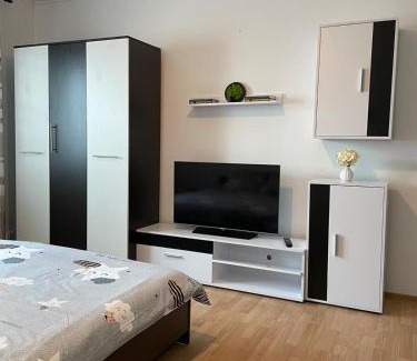 Timisoara Apartment | Cozy Gray Apartment for Couples - Child Friendly Retreat