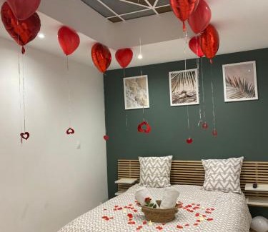 Tourcoing Apartment | Discover the Green Love Suite with Relaxing Spa Amenities