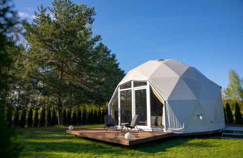 Vilnius County Cabin | Exceptional Greenery Kupolai with Ocean Views & Hot Tub