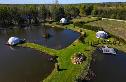Vilnius County Cabin | Exceptional Greenery Kupolai with Ocean Views & Hot Tub