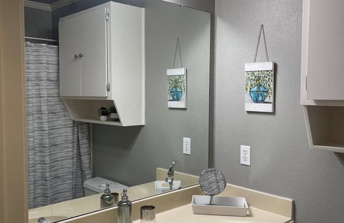 Bossier City House | Relaxing Grey New Getaway with Spa & Hot Tub Access