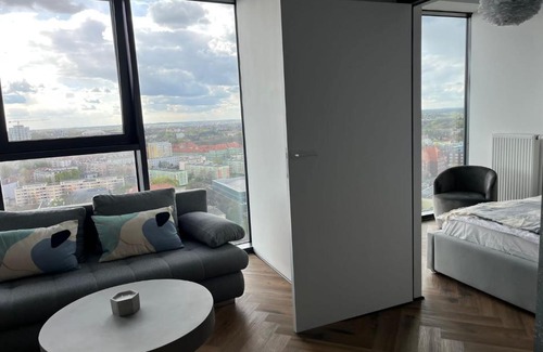 West Pomeranian Voivodeship Apartment | Top-Rated Hanza Tower: High-Floor Room with Pool Access