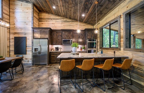 Pickens Cabin | Inviting Happy Bears Cabin with Hot Tub & Lake View