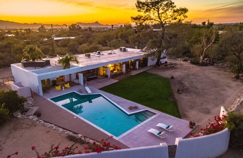 Casas Adobes House | Mid-Century Modern Retreat with Pool & Ocean Views