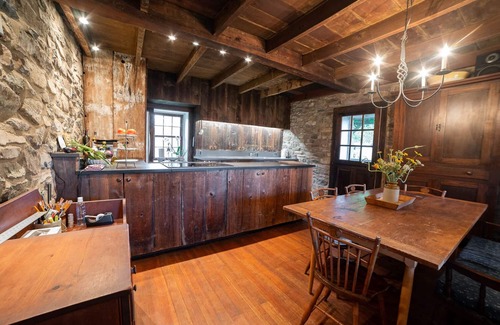 Baptistown House | Historic Stone Farmhouse with Pool & Wood-Fired Hot Tub