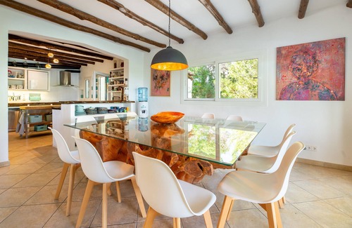 San Antonio Bay House | Cozy Holiday Home 'Can Taika' with Ocean View & Pool