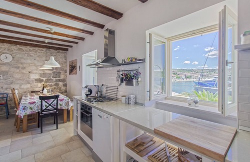 Primosten House | Pet-Friendly Beachfront Stone House with Terrace & Balcony