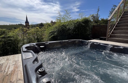 Jarnioux House | House with Spa and sauna in golden stones. Breathtaking view of the castle.