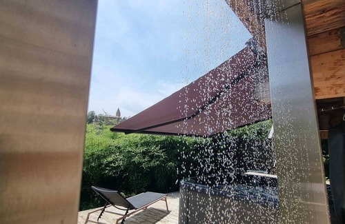Jarnioux House | House with Spa and sauna in golden stones. Breathtaking view of the castle.