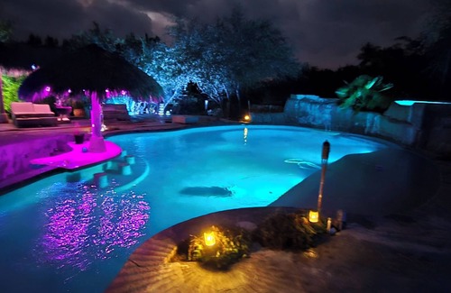 Pedernales Canyon Ranch House | Huge Updated RV that sleeps 8 in enchanting Spicewood. Pool, Hot tub, Steam room