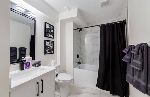 Chestermere Apartment | Stylish Inky & Rose Two Bedroom Suite with Kitchen Access
