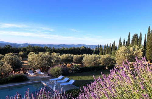 San Giustino Valdarno Villa | Elegant Tower with Breathtaking Views and Inviting Pool