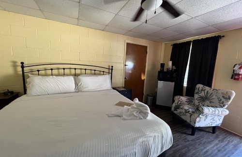 Mount Ida Hotel | Comfortable King Guest Room at Joplin Inn with Pool Access