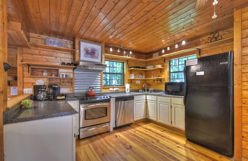 Ellijay Cabin | Pet-Friendly Creekfront Retreat with Hot Tub & Pool Table